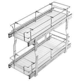 2-Tier Wire Pull Out Cabinet Under Sink Organizer 8.5x21 Inch Drawer Basket 2-Tier Wire Pull Out Cabinet Under Sink Organizer 8.5x21 Inch Drawer Basket